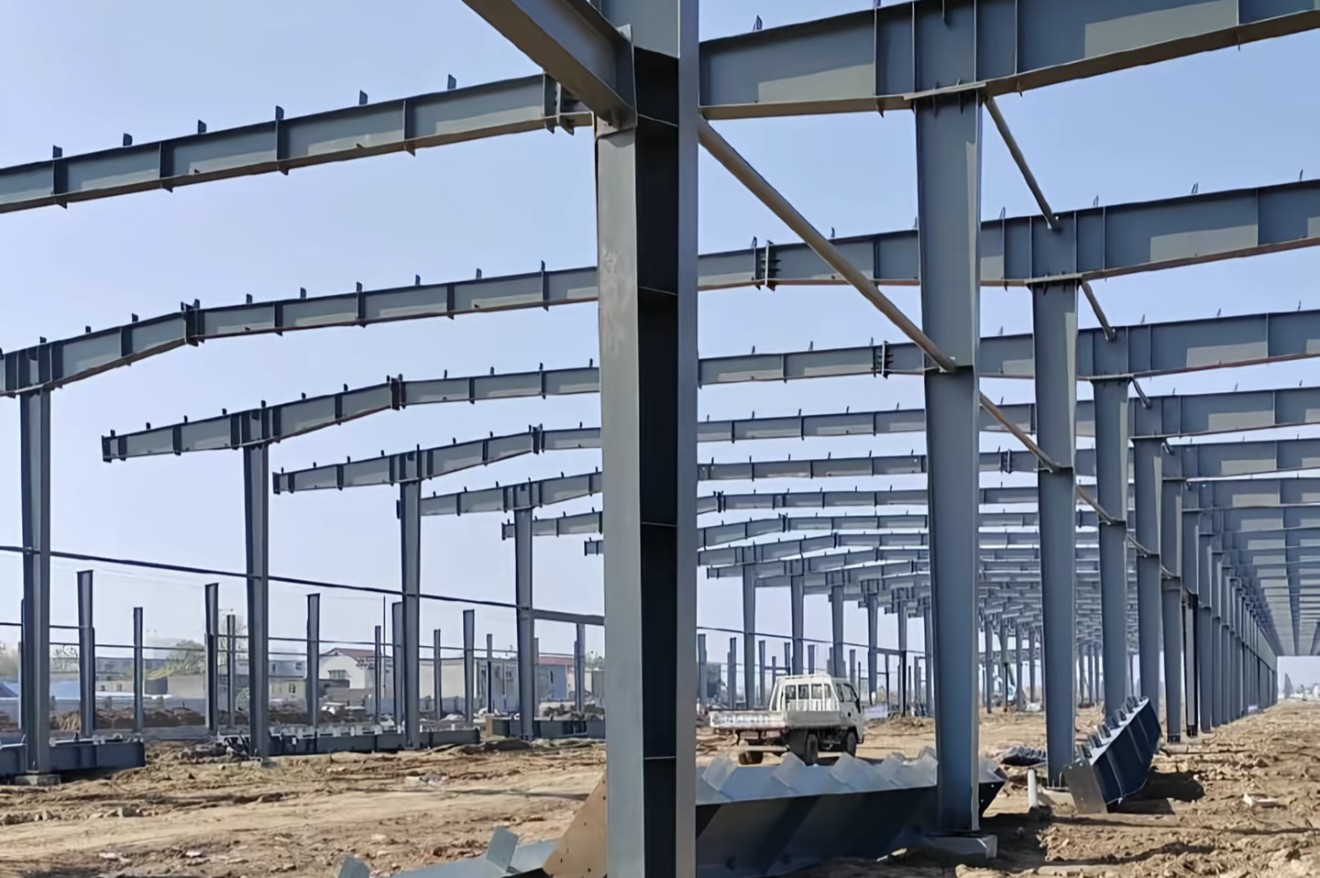 Industrial park steel frame side view